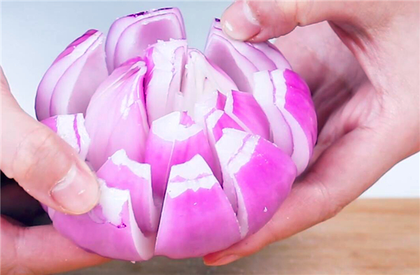 洋葱怎么切块图解